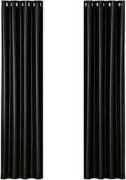 Artiss Set of 2 Blackout Curtains, 140 x 230cm Thermal Blockout Window Curtain Drapes Room Darkening Windows Treatments for Bedroom, Shading Panel Stainless Steel Eyelet Black Shine