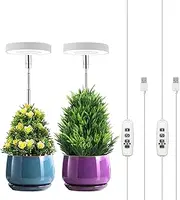 Grow Light, 2pcs Plant Light for Indoor Plants, LED Full Spectrum Plant Growing Light with Red/Blue/Purple, Height Adjustable, Auto On/Off Timer 3/9/12h, 10 Dimmable Levels