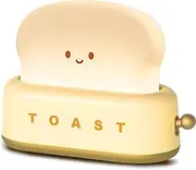 Lancoon Yellow Desk Decor Toaster Lamp Kawaii LED Toast Bread Night Light Rechargeable and Portable Light with Timer Christmas Ideas for Baby Kids Girls Teens Teenages