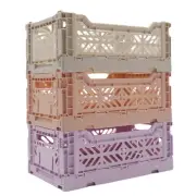 Collapsible Storage Box, Foldable Crate Organizer Bin with Handle, Stackable ...