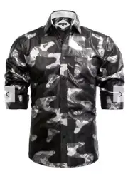 Alizeal Bronzing Houndstooth Dress Shirt Mens XXL Long Sleeve Black Metallic NWT