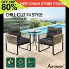 ALFORDSON Outdoor Furniture Set Patio Side Table Lounge Chair Glass Wicker Black