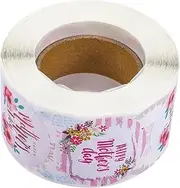 COMNESTBI 1 Roll Happy Mother's Day Baking Stickers Round Packing Labels for Adhesion No Trace for Decorating Present Boxes and Envelopes
