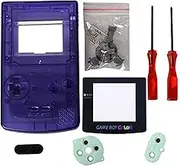 eJiasu Full Replace Parts Housing Shell Pack for Nintendo GBC Gameboy Color (Transparent Blue Case with Lens and Screwdriver)