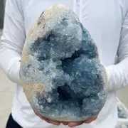 12.5lbLarge Natural Blue Celestite Crystal Geode Quartz Cluster Mineral Specimen