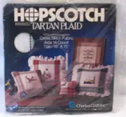 Hopscotch Tartan Plaid Aida 14 Count Cross Stitch Fabric 15" x 15" Green Blue