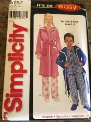 SIMPLICITY #5757 - CHILDREN'S KNEE LENGTH ROBE & PAJAMAS PATTERN SM-LG FF