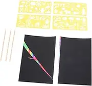 Kisangel 1 Set DIY Scratch Drawing Set of Scratch Papers Special Pens for Imagination Development Art Projects
