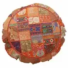 New 18" Round Orange Patchwork Cushion Cover Floor Decorative Pillow Cover Throw