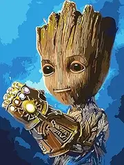 Paint by Numbers for Adults DIY Oil Paint by Number Adult Kit Paint by Numbers Adult Beginner Angry Groot 16x20 Inch (Frameless)