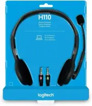 Logitech H110 Wired 3.5mm Stereo Headset with boom Mic 981-000459 Black