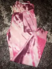 Girls justice cozy joggers size 6 burgundy/pink tye dye