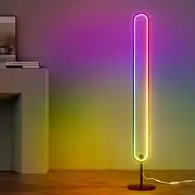 [Artiss] Floor Lamp, 118cm Aluminum RGB LED Light Lamps Corner Standing Lights Display Stand Remote Control Home Decor for Living Room Bedroom, Adjustable Brightness Stable Base
