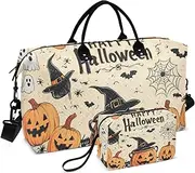 [ZRYSMY] Duffel Bag for Traveling, Halloween Witch Pumpkins Travel Bag Gym Bag, with Multiple Interior Pockets Shoulder Weekender Bag for Women Men with Toiletry Bag 20.5L x 1.9W x 13.8H, Multi-Colored