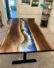 Blue Ocean Epoxy Resin Dining Table Console Bar Desk River Coffee Top Garden Dec