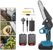 2 Battery 6" Mini Cordless Chainsaw, Rechargeable Electric Pruning Chain Saw,...