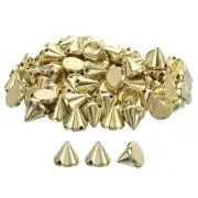 100Pcs Acrylic Spike Cone Studs, 8x10mm Flat Back Sew on Punk Beads (Gold)