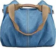 [z-joyee] Women's Ladies Casual Vintage Hobo Canvas Daily Purse Top Handle Shoulder Tote Shopper Handbag