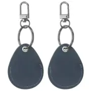 Leather Key Fob, 2Pcs Leather Key Fobs DIY Keychain Holder, Navy Blue