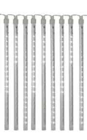 8 Tube Cool White LED Meteor Shower Christmas Light Set Outdoor Holiday Decor