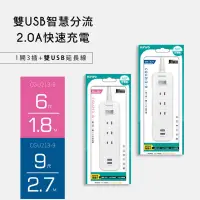 在飛比找樂天市場購物網優惠-KINYO 1開3插雙USB延長線CGU213 6-9尺 電