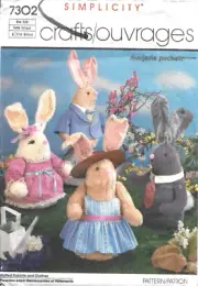 Uncut Simplicity Sewing Pattern 7302 Stuffed Bunny Rabbit Doll Clothes One Size