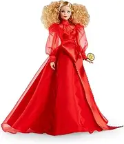 Barbie Collector Mattel 75th Anniversary Doll (12-in Blonde Curly Hair) in Red Chiffon Gown, with Doll Stand and Certificate of Authenticity
