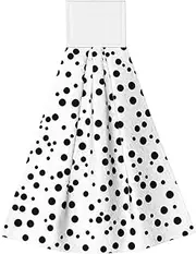 BWLHJKE Coral Velvet Hand Wipes Kitchen Dish Cloths Black and White Polka Dot Hand Towels Microfiber Cleaning Cloths for Bathroom Hanging Washcloths Kitchen Towels Absorbent Dish Towels
