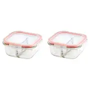 2PK Wiltshire Reusable Square Glass Airtight Food Storage Container 500 ml
