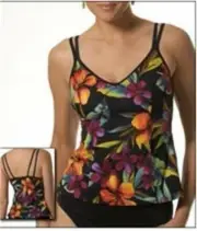 MIRACLESUIT MALIBU MIRACLE TANKINI BLACK MULTI SWM SUIT SWIMWEAR POOL COSTUME
