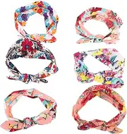 BATHVEVE 6Pcs Rabbit Ear Hairband Elastic Bow Knot Hair Accessories with Watermelon Pattern for Newborns and Comfortable and Stylish Headbands