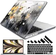 DONGKE for M4 MacBook Pro 14 inch Case 2024 2023 2021 A3112 A3401 A3185 M3 A2918 A2992 M2 A2779 M1 A2442 Pro Max with Retina XDR Display & Touch ID, Plastic Hard Shell Cover, Ink Flower