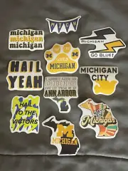Lot (10) MICHIGAN WOLVERINES 1" to 2 1/2" Team Logo Stickers FAST! FREE SHIP!