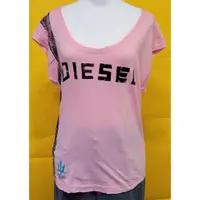 在飛比找蝦皮購物優惠-#二手限量Diesel粉色大園領短袖純棉Tshirt