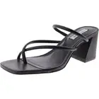 Steve Madden Womens Effie Slip On Toe Loop Square Toe Slide Sandals BHFO 4793