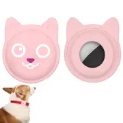 Dog Collar Holder Silicone Tracker Protective Case Compatible with AirTag -Pink
