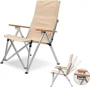 Reclining Camping Chair with High Back, 3 Levels of Recline, 120 kg Load Capacity, and Storage Bag Included for Outdoor Activities,Beige