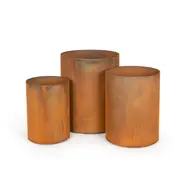 3pc Cylinder Corten Steel Planter/Vase Outdoor Yard/Patio Home Garden Decor