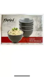 Parini Ceramic Rice Bowls Set of 4 New in Box Gray Color