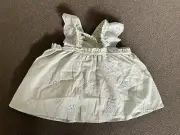SEED Heritage Baby Girls Summer Top Green White Size 1 12-18 Months NWT