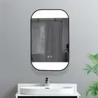 LED Lighted 20"L x 32"H Black Framed Rectangle iPhone Style Bathroom Mirror