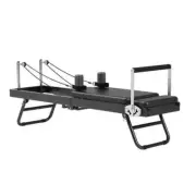 Foldable Pilates Reformer Workout Machine Exercise Yoga Latex resistance Black