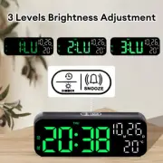LED Digital Wall Desk Clock Desk Alarm Clock Temperature Date Week Display US