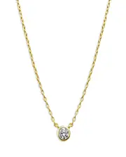 By Adina Eden Mini Cubic Zirconia Bezel Pendant Necklace, 16-18