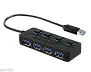 Fast 4-Port USB 3.0 Hub for Windows 10/8/7/XP PC/MAC Laptop Notebook Desktop