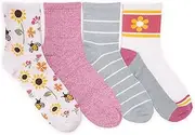 [MUK LUKS] Women's 4 Pack Quarter Crew Novelty Sock