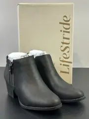 LifeStride Women’s US 7.5M Blake Zip Ankle Booties Black, Style # 1711651001