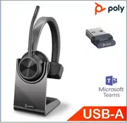 Poly Voyager 4310 Mono Teams & UC with Charge Stand, 77Y93AA, USB-A Bluetooth Dungle, Noise canceling boom, Acoustice Fence