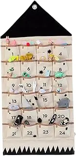 Advent Calendar 24 Pockets Christmas Advent Calendar 2023 DIY Empty Advent Calendar to Fill Yourself Hanging Storage Organiser Advent Calendars (black)