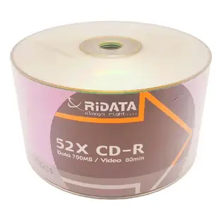 【破盤出清 】50片~250片 台灣錸德原廠RiDATA CD-R 52X 700MB 空白光碟燒錄片